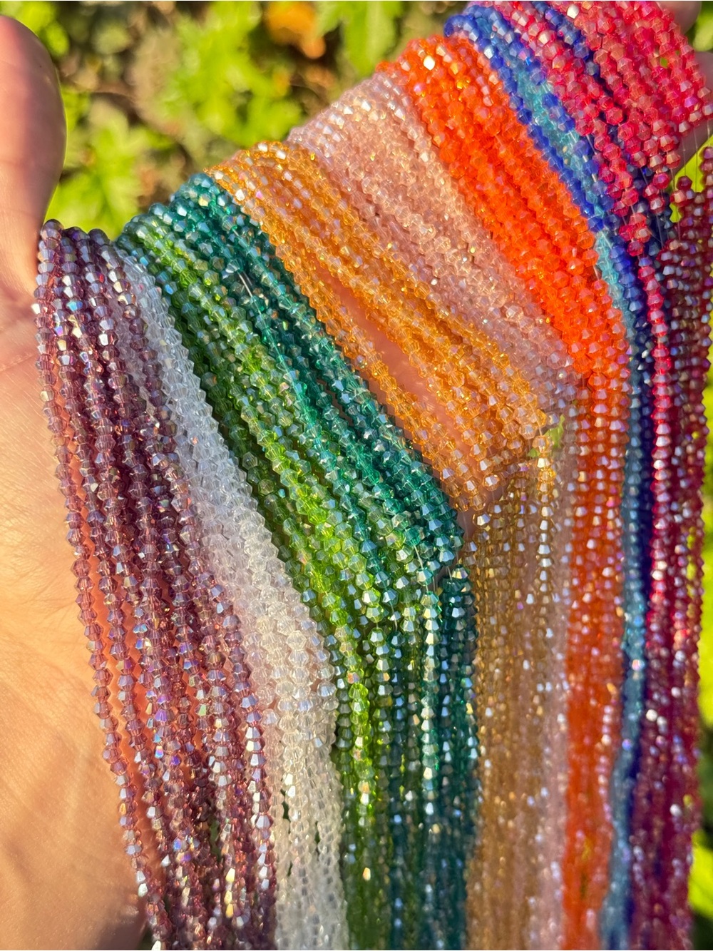 20 AB Faceted Bicone Glass Bead Strands – 10 Colors, 2 of Each